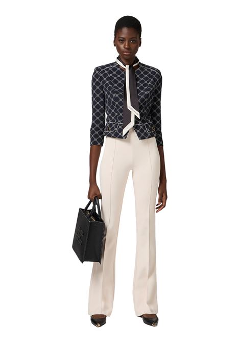 Crepe flared trousers with logo plaque ELISABETTA FRANCHI | Trousers | PA07951E2193
